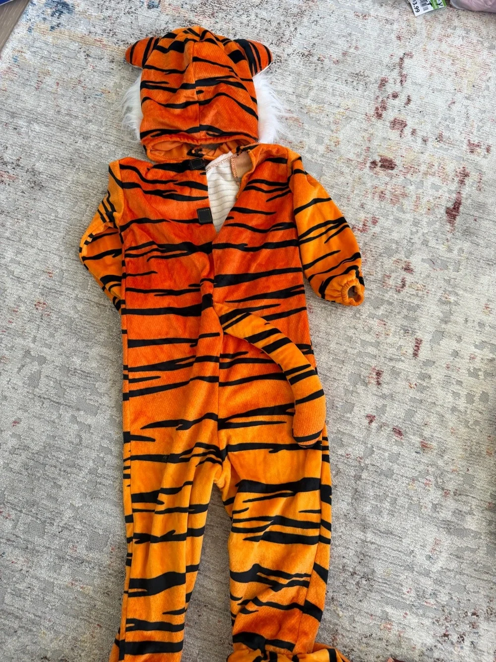 Spirit Baby Tiger Halloween Costume 12-18M Plush Hooded Footed Jumpsuit